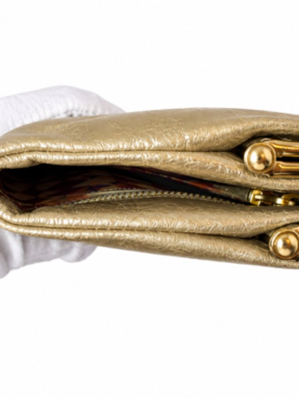 HOBO International Lauren Metallic Gold Leather Double Frame Clutch Wallet - Picture 2 of 12